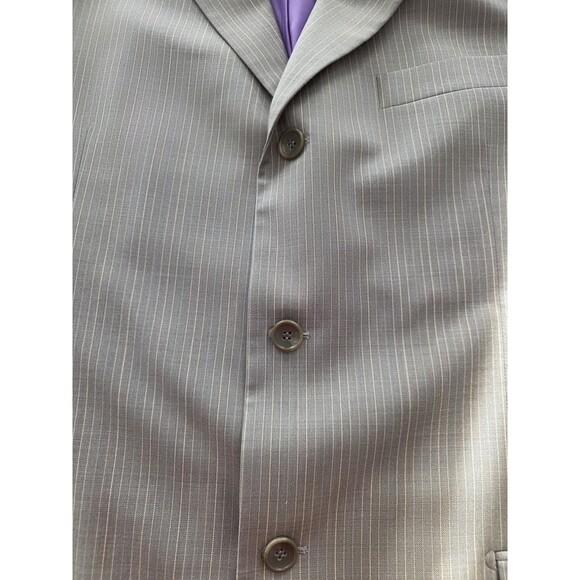 Earvin Magic Johnson 42R 36 Gray Striped Mens Jacket Pants Suit - Picture 2 of 16